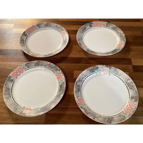 Set of 4 Corelle by Corning Silk and Roses Dinner Plates 10.25" - Picture 1 of 10